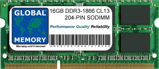 16GB DDR3 1866MHz PC3-14900 204-PIN SODIMM MEMORY RAM FOR SONY LAPTOPS/NOTEBOOKS